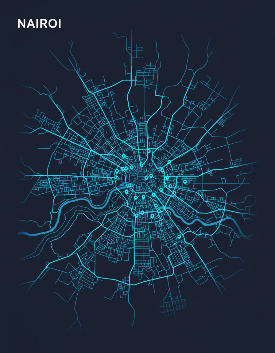 Live GPS map of delivery routes across Nairobi